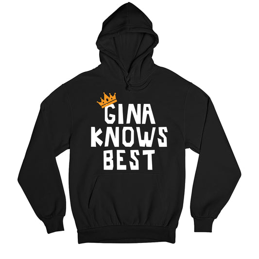 brooklyn nine-nine gina knows best hoodie hooded sweatshirt winterwear buy online united states usa the banyan tee tbt men women girls boys unisex black detective jake peralta terry charles boyle gina linetti andy samberg merchandise clothing acceessories