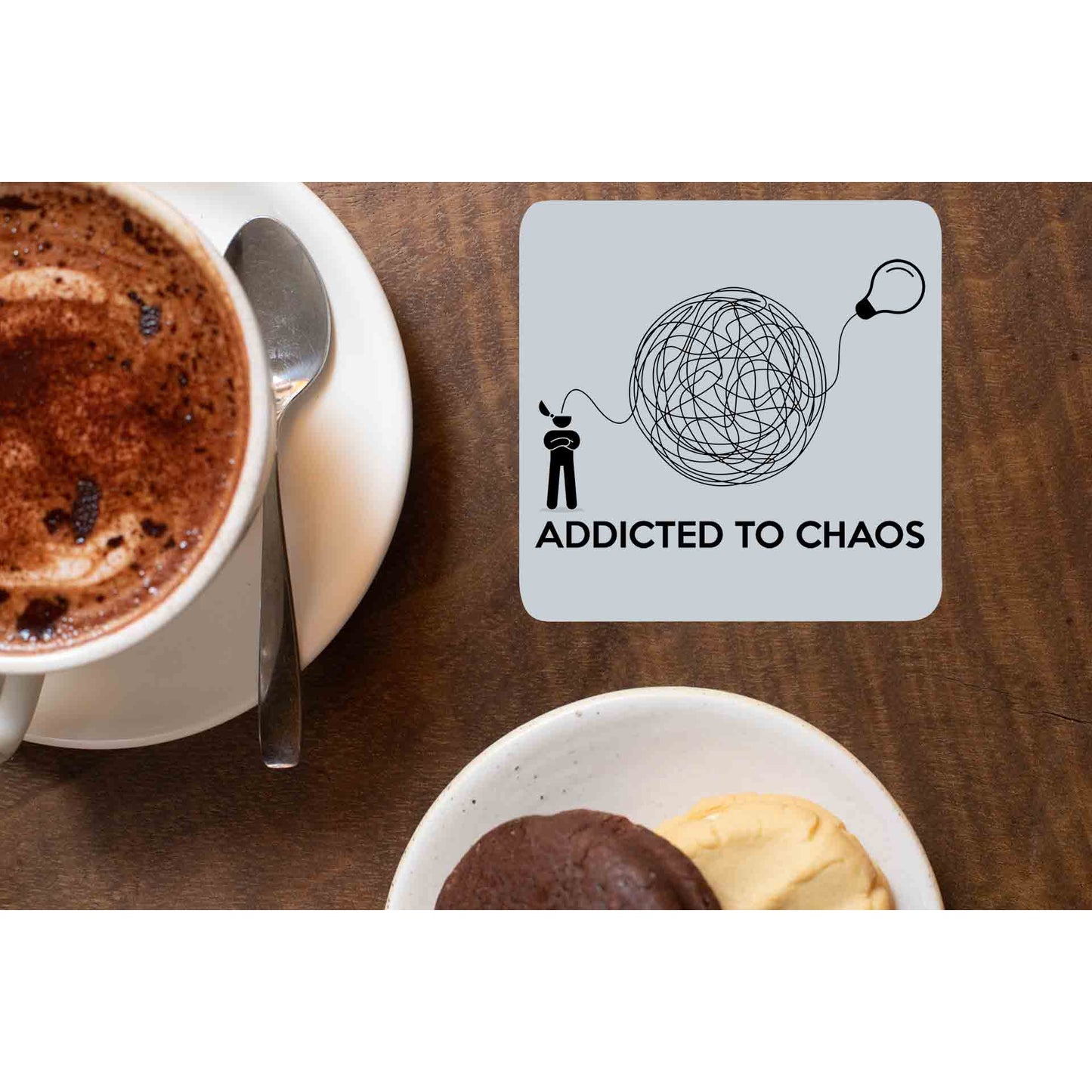 printed addicted to chaos coasters wooden table cups indian printed graphic stylish buy online india the banyan tee tbt men women girls boys unisex