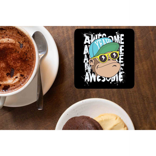 printed awesome chimp coasters wooden table cups indian printed graphic stylish buy online india the banyan tee tbt men women girls boys unisex