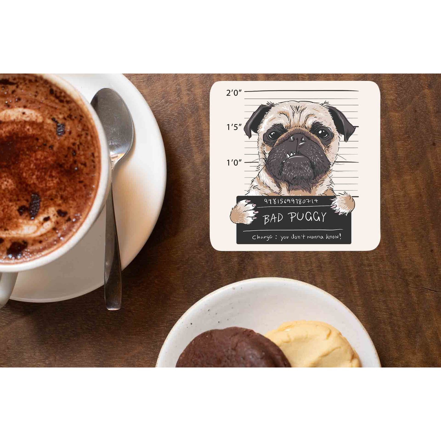 printed bad puggy coasters wooden table cups indian printed graphic stylish buy online india the banyan tee tbt men women girls boys unisex