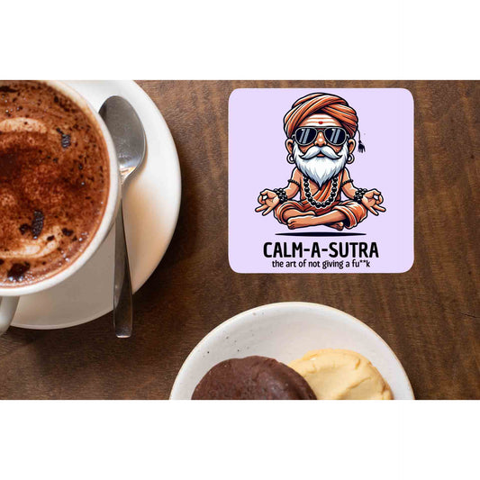 printed calm a sutra coasters wooden table cups indian printed graphic stylish buy online india the banyan tee tbt men women girls boys unisex