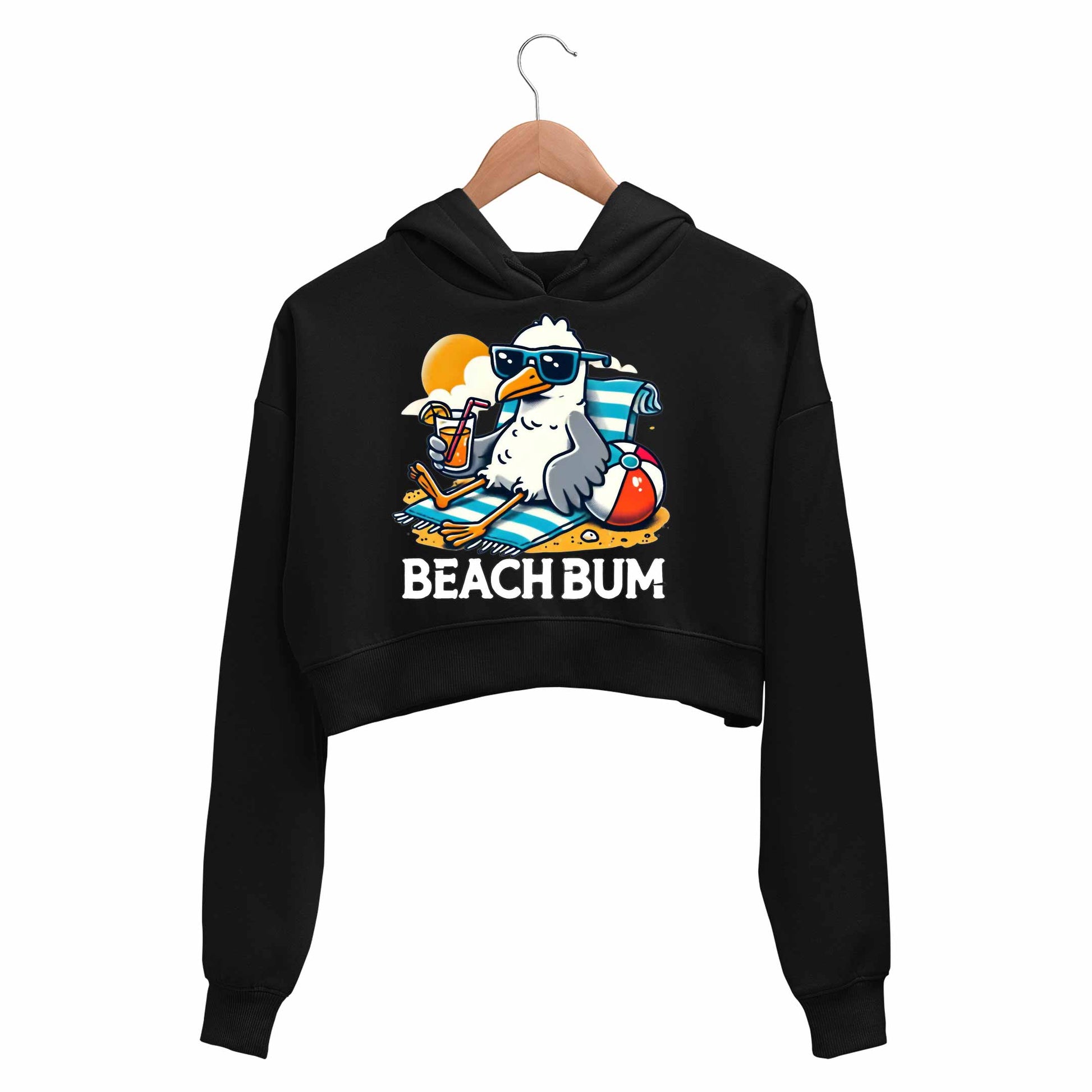 printed beach bum crop hoodie hooded sweatshirt upper winterwear printed graphic stylish buy online india the banyan tee tbt men women girls boys unisex black