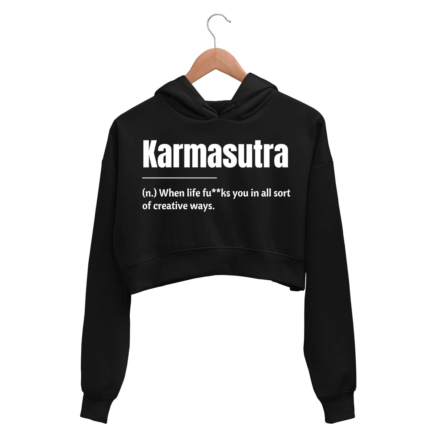 printed karmasutra crop hoodie hooded sweatshirt upper winterwear printed graphic stylish buy online india the banyan tee tbt men women girls boys unisex black