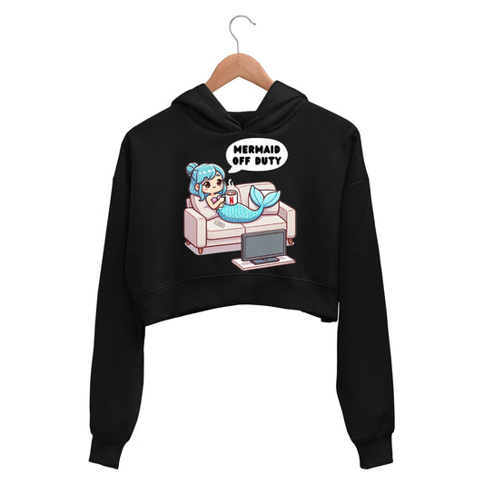 printed mermaid off duty crop hoodie hooded sweatshirt upper winterwear printed graphic stylish buy online india the banyan tee tbt men women girls boys unisex black