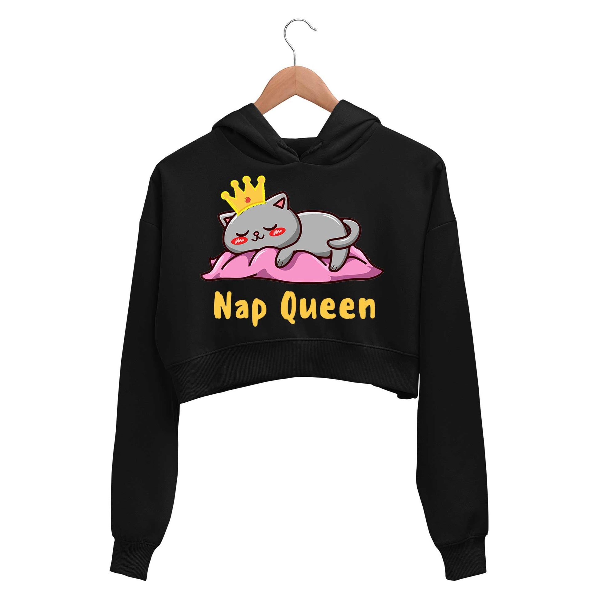 printed nap queen crop hoodie hooded sweatshirt upper winterwear printed graphic stylish buy online india the banyan tee tbt men women girls boys unisex black