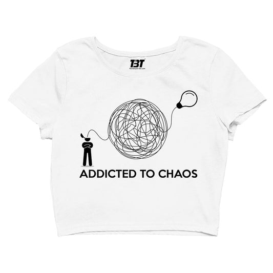 printed addicted to chaos crop top printed graphic stylish buy online united states of america usa the banyan tee tbt men women girls boys unisex s