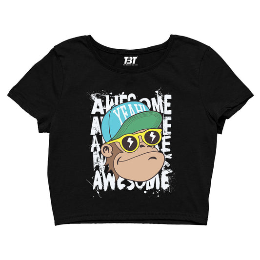 printed awesome chimp crop top printed graphic stylish buy online united states of america usa the banyan tee tbt men women girls boys unisex s