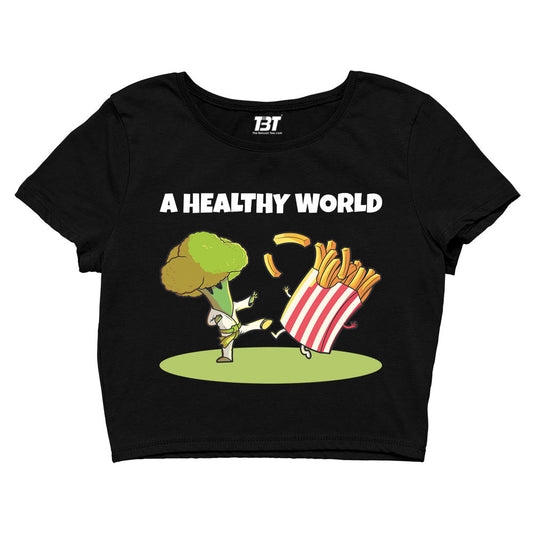 printed a healthy world crop top printed graphic stylish buy online united states of america usa the banyan tee tbt men women girls boys unisex s