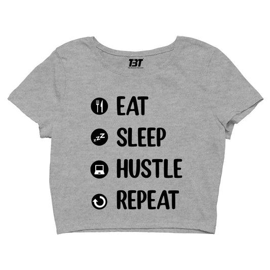 printed eat sleep hustle repeat crop top printed graphic stylish buy online united states of america usa the banyan tee tbt men women girls boys unisex s