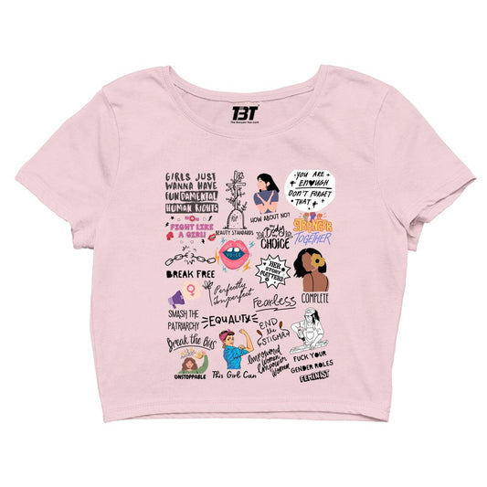 printed feminism doodle crop top printed graphic stylish buy online united states of america usa the banyan tee tbt men women girls boys unisex s