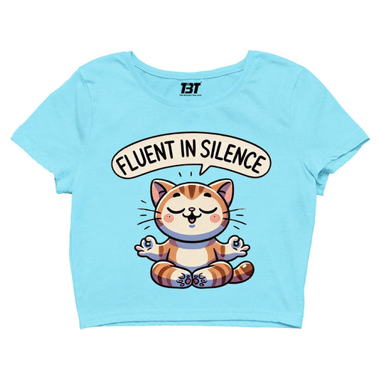 printed fluent in silence crop top printed graphic stylish buy online united states of america usa the banyan tee tbt men women girls boys unisex s