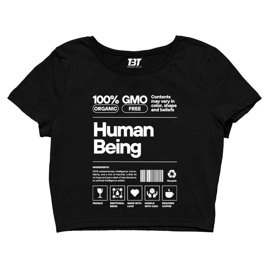 printed human being crop top printed graphic stylish buy online united states of america usa the banyan tee tbt men women girls boys unisex s