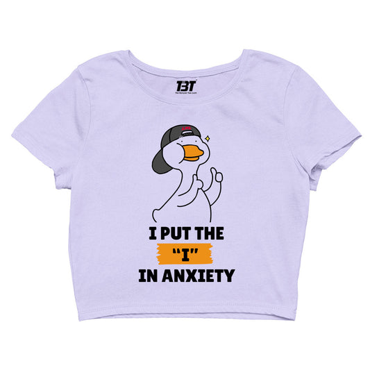 printed i in anxiety crop top printed graphic stylish buy online united states of america usa the banyan tee tbt men women girls boys unisex s
