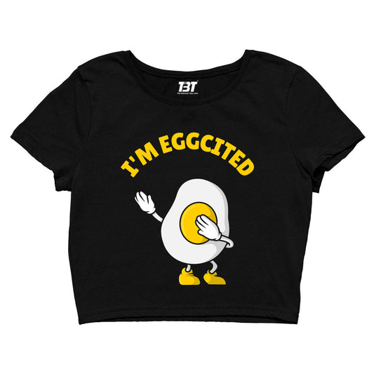 printed eggcited crop top printed graphic stylish buy online united states of america usa the banyan tee tbt men women girls boys unisex s