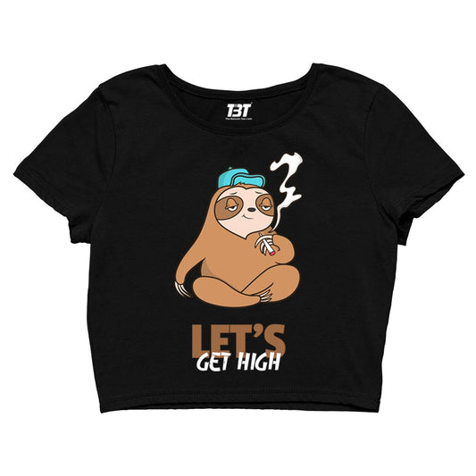 printed high sloth crop top printed graphic stylish buy online united states of america usa the banyan tee tbt men women girls boys unisex s