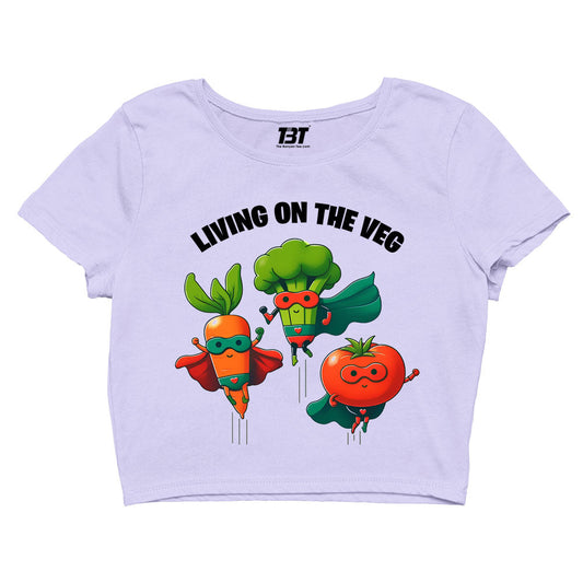 printed living on the veg crop top printed graphic stylish buy online united states of america usa the banyan tee tbt men women girls boys unisex s