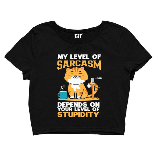 printed my level of sarcasm crop top printed graphic stylish buy online united states of america usa the banyan tee tbt men women girls boys unisex s