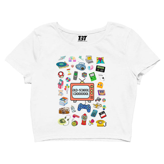 printed old school cool crop top printed graphic stylish buy online united states of america usa the banyan tee tbt men women girls boys unisex s