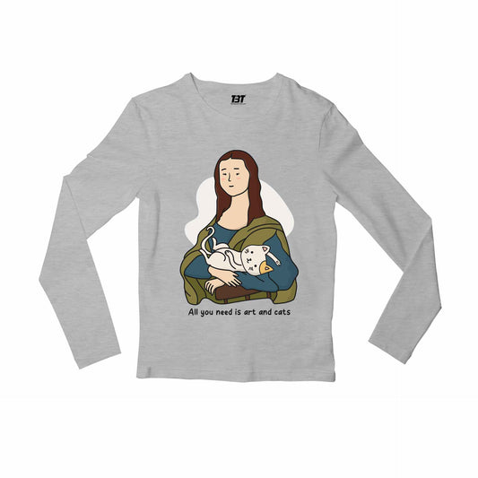 printed art and cats full sleeves long sleeves printed graphic stylish buy online india the banyan tee tbt men women girls boys unisex gray