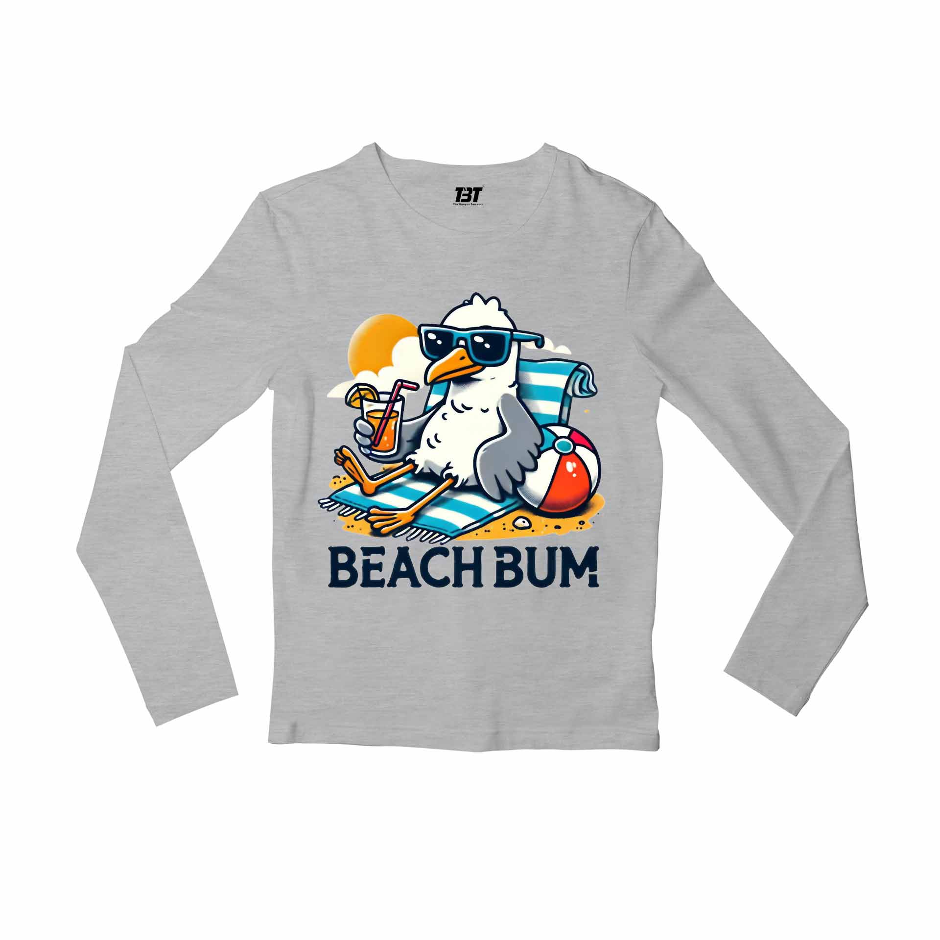 printed beach bum full sleeves long sleeves printed graphic stylish buy online india the banyan tee tbt men women girls boys unisex gray
