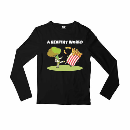 printed a healthy world full sleeves long sleeves printed graphic stylish buy online india the banyan tee tbt men women girls boys unisex black