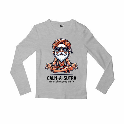 printed calm a sutra full sleeves long sleeves printed graphic stylish buy online india the banyan tee tbt men women girls boys unisex gray