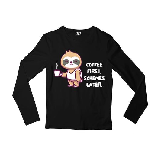 printed coffee first full sleeves long sleeves printed graphic stylish buy online india the banyan tee tbt men women girls boys unisex black