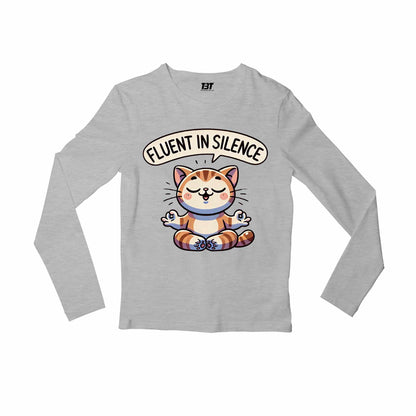 printed fluent in silence full sleeves long sleeves printed graphic stylish buy online india the banyan tee tbt men women girls boys unisex gray