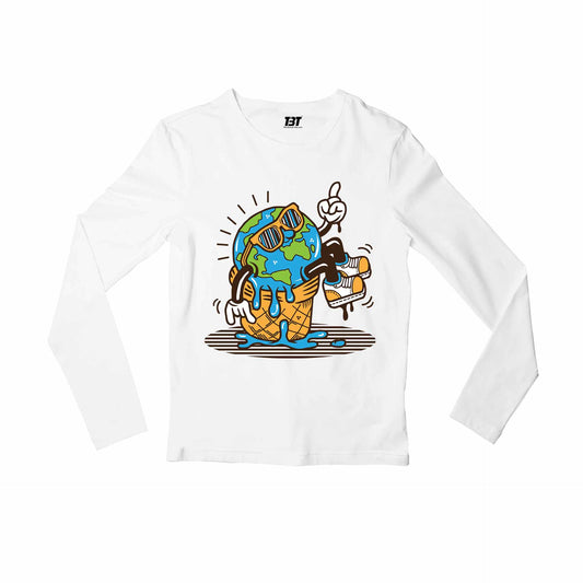 printed global warming full sleeves long sleeves printed graphic stylish buy online india the banyan tee tbt men women girls boys unisex white