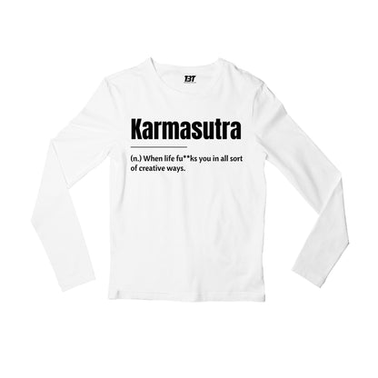 printed karmasutra full sleeves long sleeves printed graphic stylish buy online india the banyan tee tbt men women girls boys unisex white