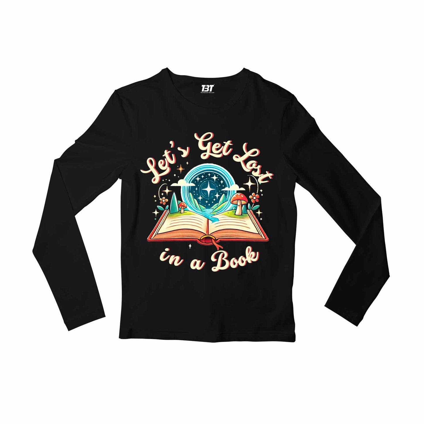 printed let's get lost full sleeves long sleeves printed graphic stylish buy online india the banyan tee tbt men women girls boys unisex black
