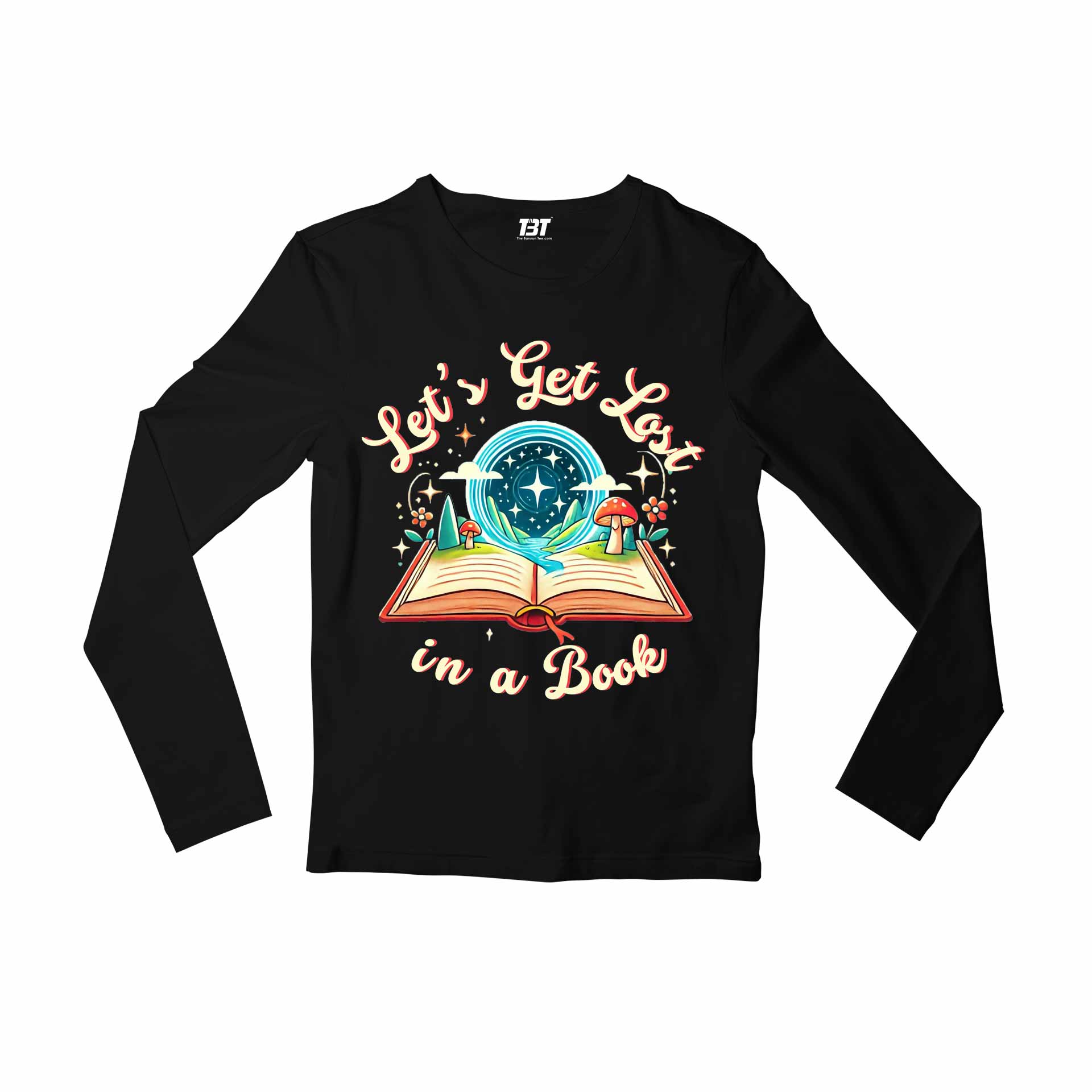 printed let's get lost full sleeves long sleeves printed graphic stylish buy online india the banyan tee tbt men women girls boys unisex black