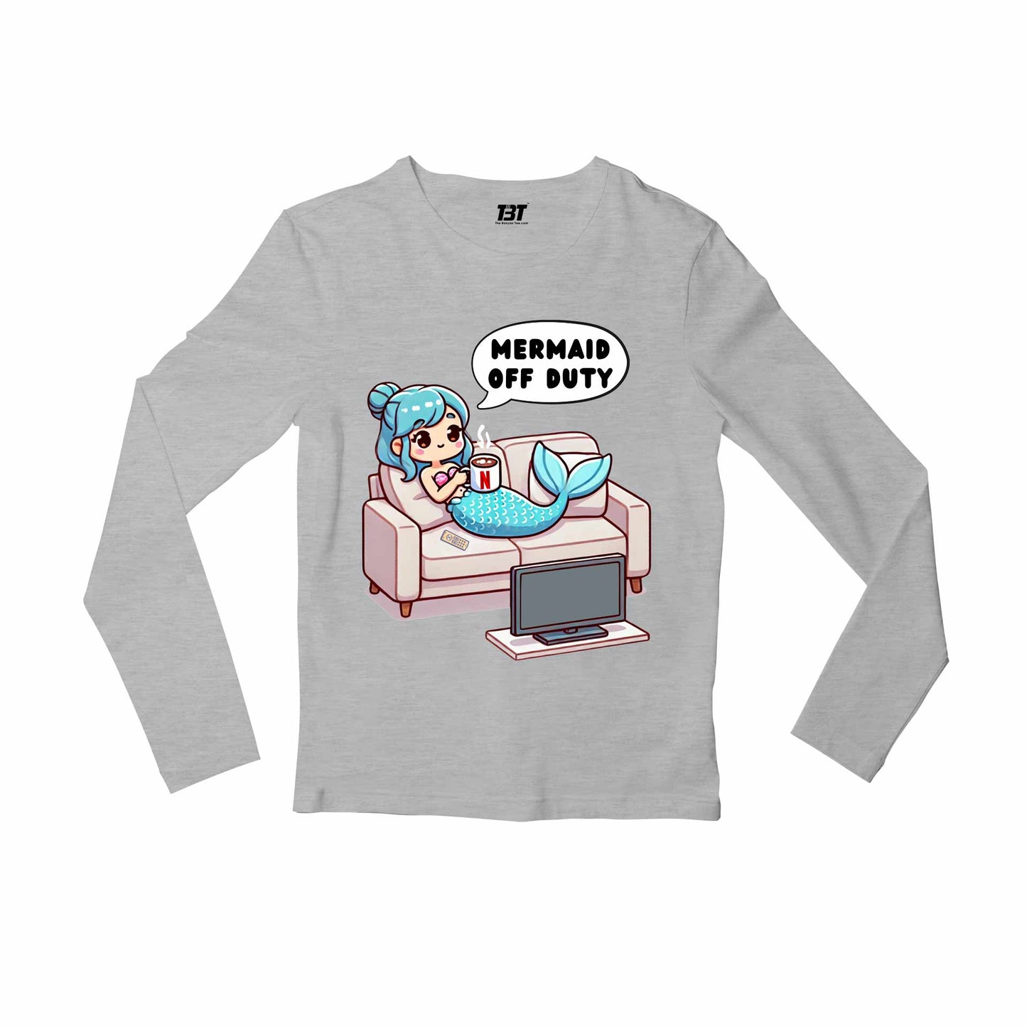 printed mermaid off duty full sleeves long sleeves printed graphic stylish buy online india the banyan tee tbt men women girls boys unisex gray