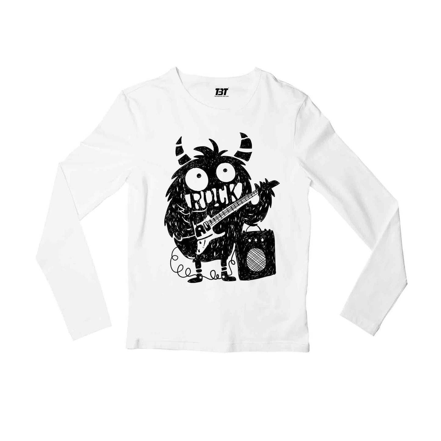 printed rock monster full sleeves long sleeves printed graphic stylish buy online india the banyan tee tbt men women girls boys unisex white