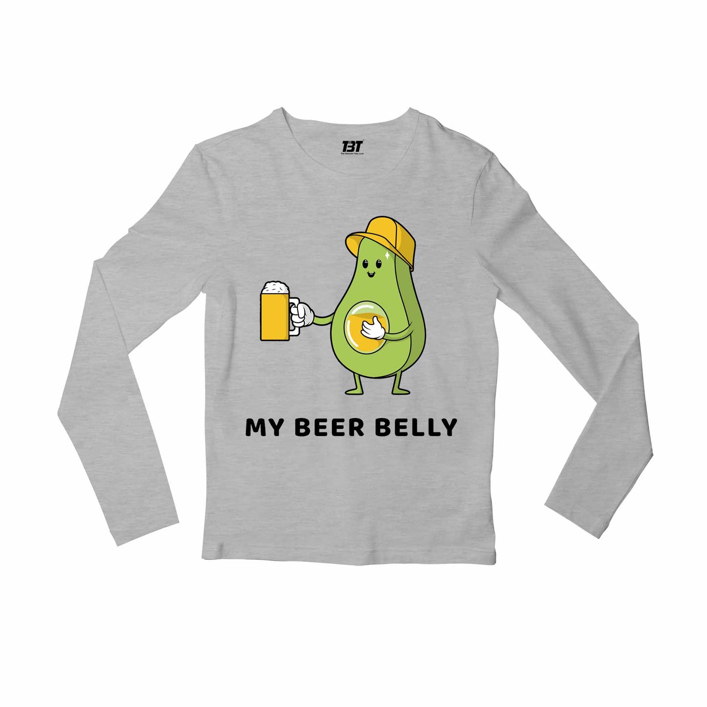 printed my beer belly full sleeves long sleeves printed graphic stylish buy online india the banyan tee tbt men women girls boys unisex gray