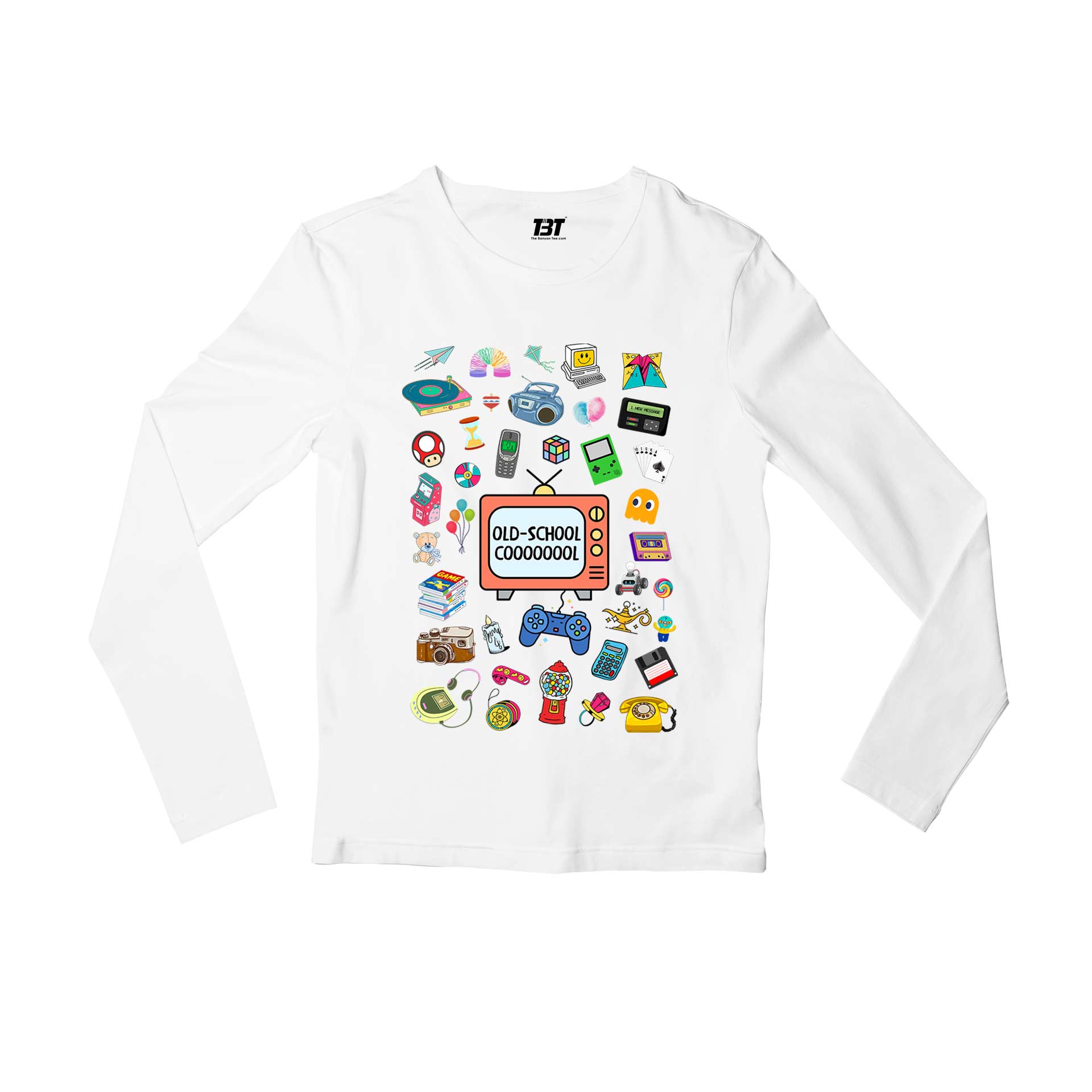 printed old school cool full sleeves long sleeves printed graphic stylish buy online india the banyan tee tbt men women girls boys unisex white