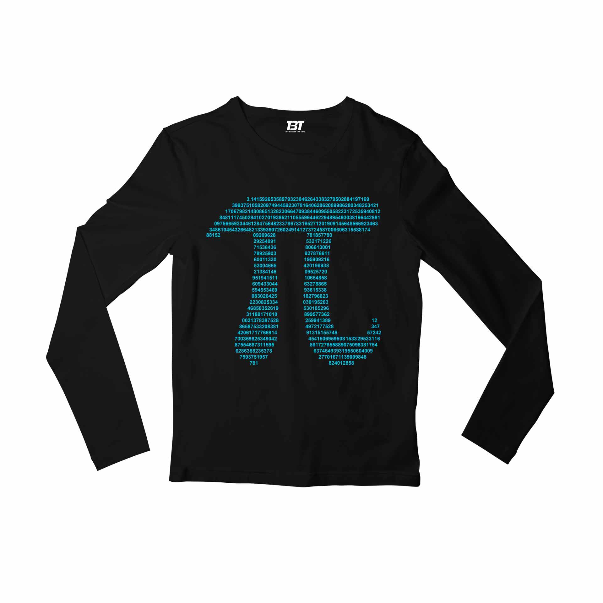 printed pi full sleeves long sleeves printed graphic stylish buy online india the banyan tee tbt men women girls boys unisex black