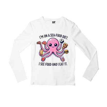 printed see food diet full sleeves long sleeves printed graphic stylish buy online india the banyan tee tbt men women girls boys unisex white