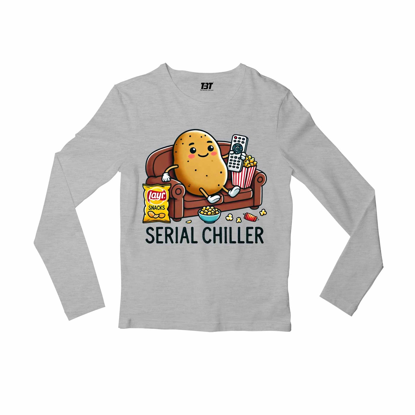 printed serial chiller full sleeves long sleeves printed graphic stylish buy online india the banyan tee tbt men women girls boys unisex gray