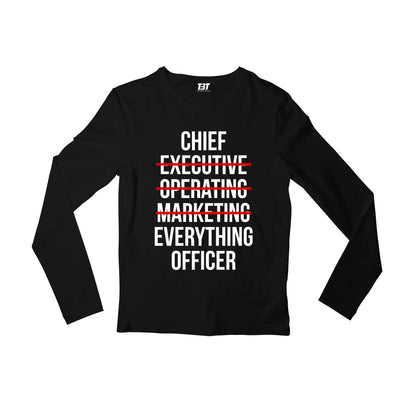printed chief everything officer full sleeves long sleeves printed graphic stylish buy online india the banyan tee tbt men women girls boys unisex black