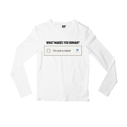 printed what makes you human full sleeves long sleeves printed graphic stylish buy online india the banyan tee tbt men women girls boys unisex white