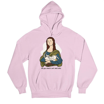 printed art and cats hoodie hooded sweatshirt winterwear printed graphic stylish buy online united states usa the banyan tee tbt men women girls boys unisex baby pink