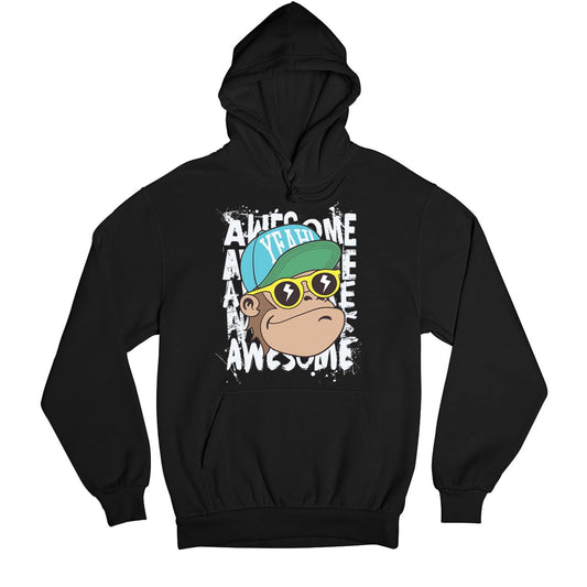 printed awesome chimp hoodie hooded sweatshirt winterwear printed graphic stylish buy online united states usa the banyan tee tbt men women girls boys unisex black