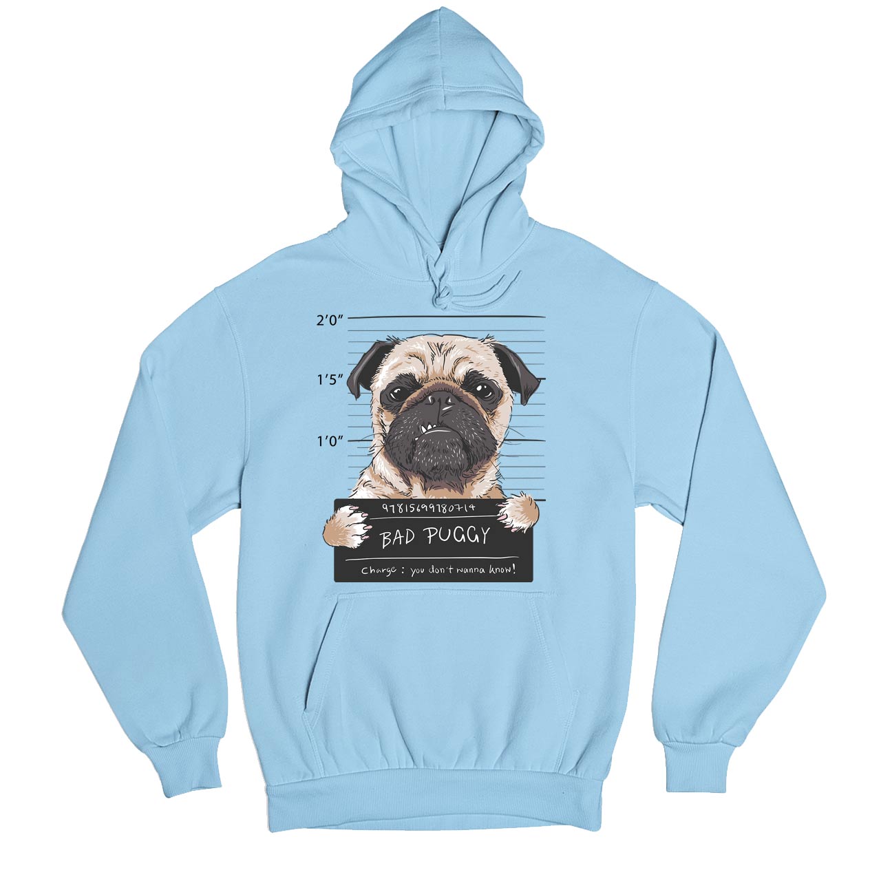 printed bad puggy hoodie hooded sweatshirt winterwear printed graphic stylish buy online united states usa the banyan tee tbt men women girls boys unisex baby blue