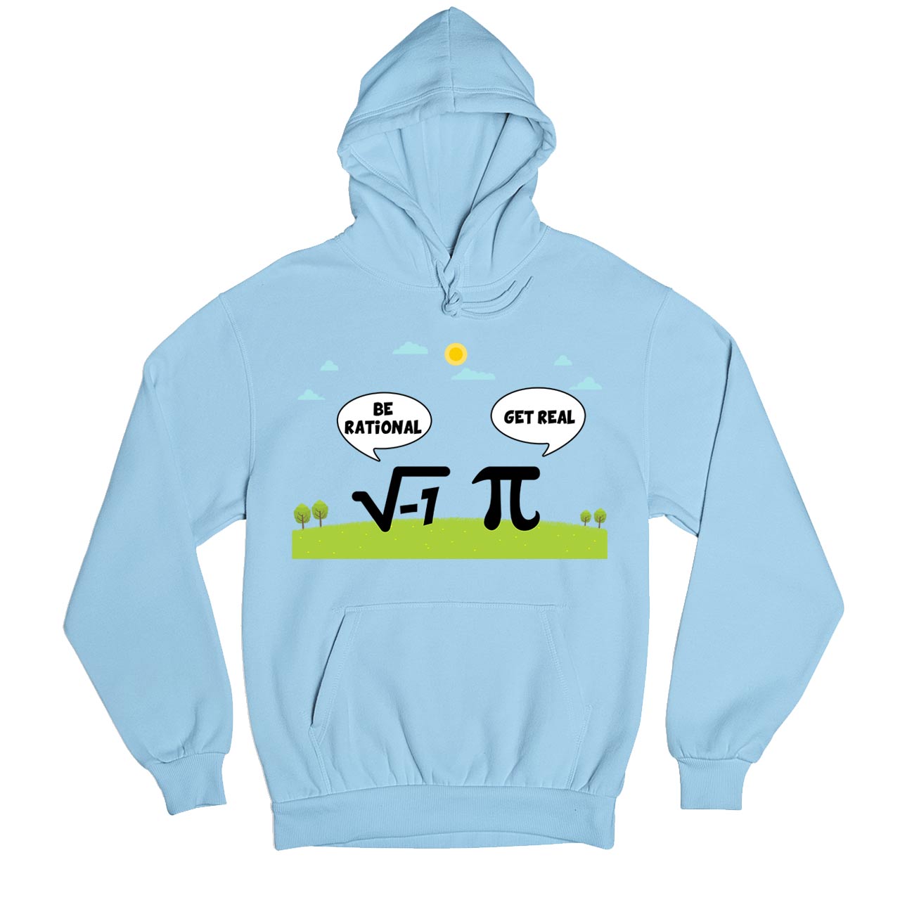 printed be rational hoodie hooded sweatshirt winterwear printed graphic stylish buy online united states usa the banyan tee tbt men women girls boys unisex baby blue