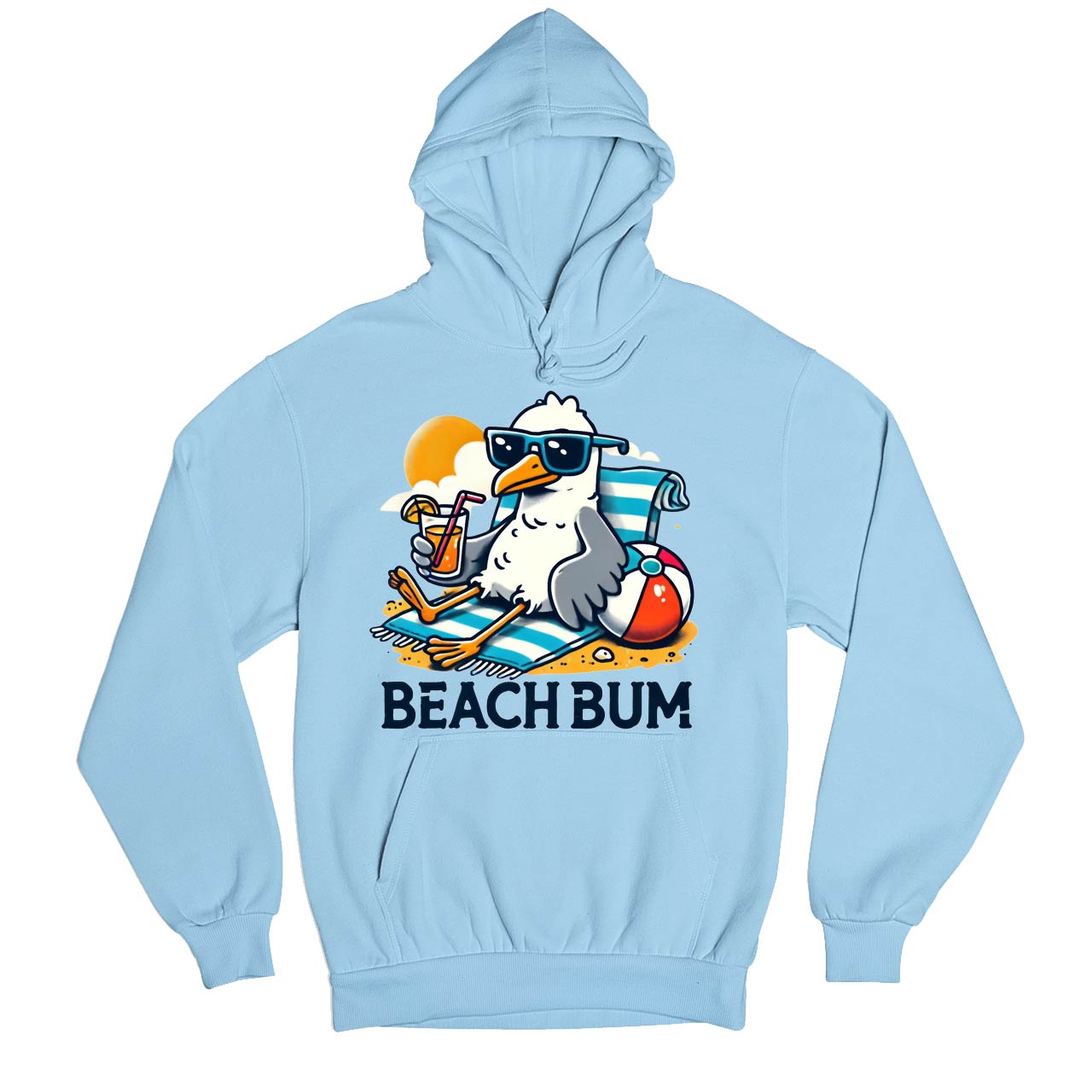 printed beach bum hoodie hooded sweatshirt winterwear printed graphic stylish buy online united states usa the banyan tee tbt men women girls boys unisex baby blue
