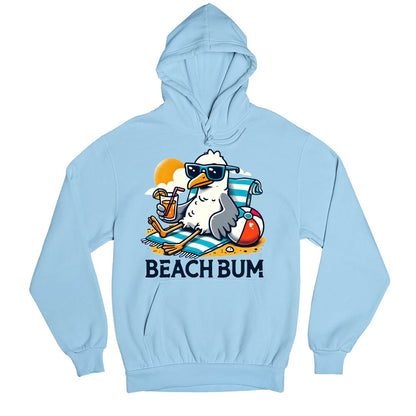 printed beach bum hoodie hooded sweatshirt winterwear printed graphic stylish buy online united states usa the banyan tee tbt men women girls boys unisex baby blue
