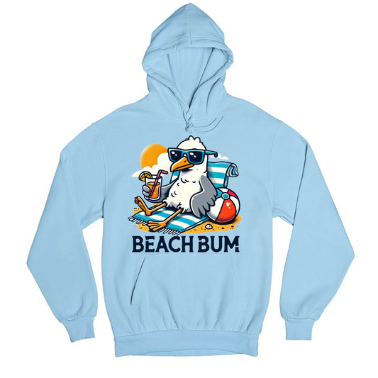printed beach bum hoodie hooded sweatshirt winterwear printed graphic stylish buy online united states usa the banyan tee tbt men women girls boys unisex baby blue