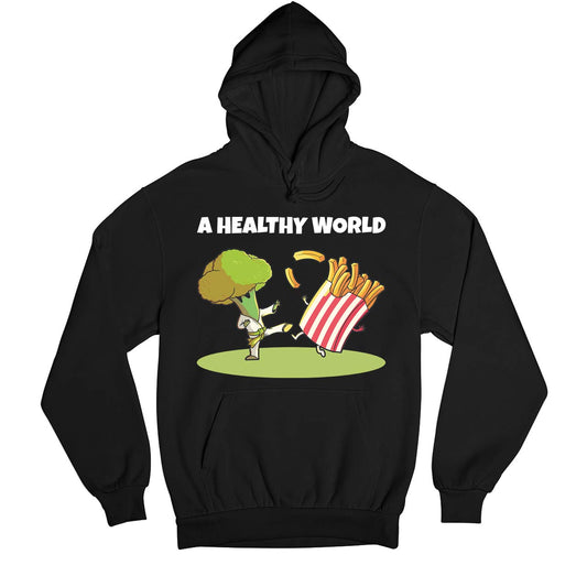 printed a healthy world hoodie hooded sweatshirt winterwear printed graphic stylish buy online united states usa the banyan tee tbt men women girls boys unisex black