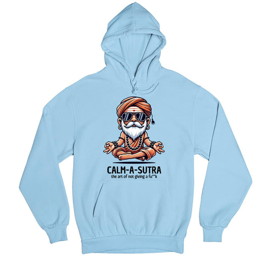 printed calm a sutra hoodie hooded sweatshirt winterwear printed graphic stylish buy online united states usa the banyan tee tbt men women girls boys unisex baby blue